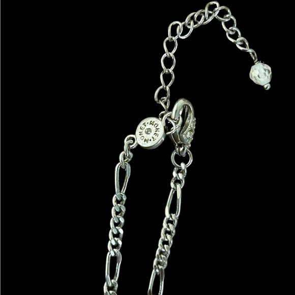 Vintage Monet Silver-Tone Black Stone Necklace & Earrings Set - Picture 3 of 5